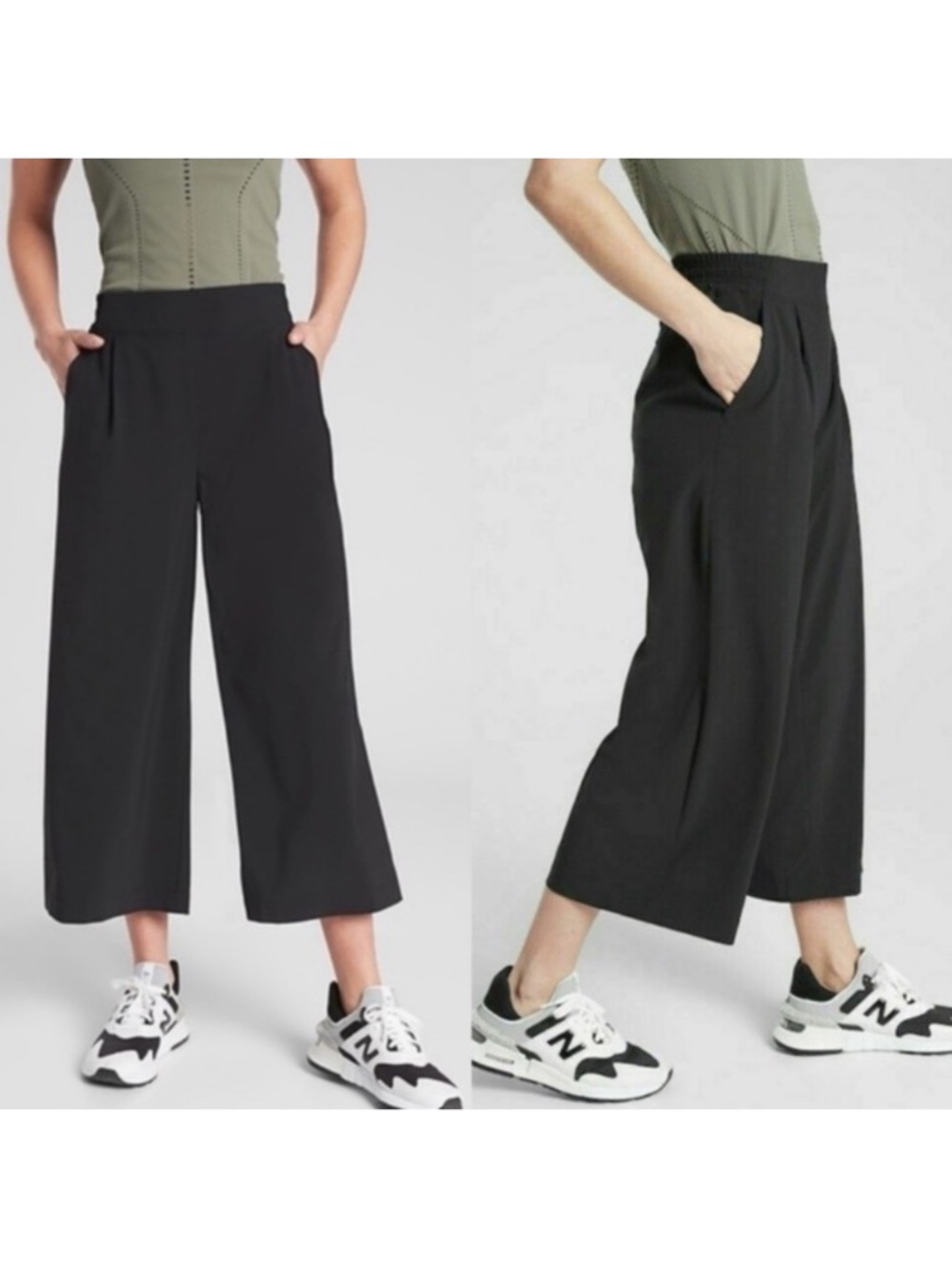 Athleta Brooklyn Wide-Leg Cropped Pants in Black